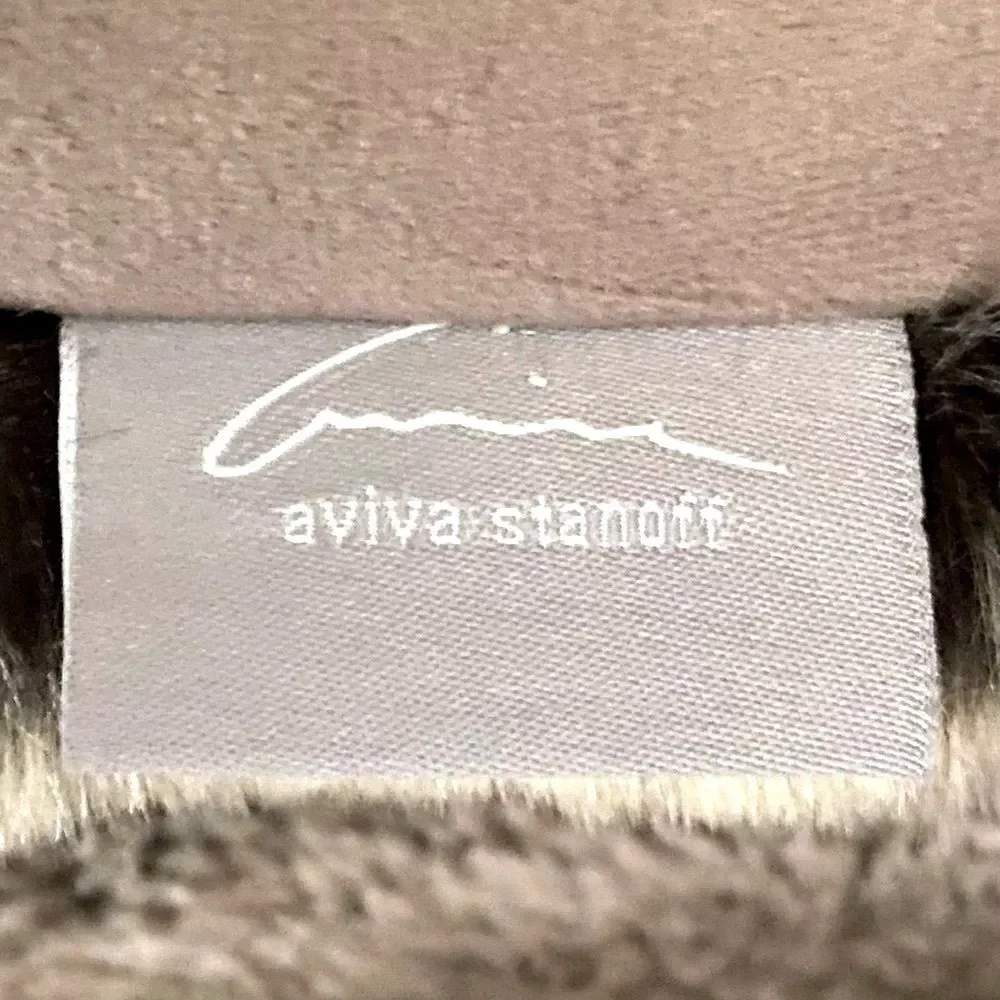 Two (2) Aviva Stanoff Black/Brown Faux Fur Luxury Designer Pillows New Cabin